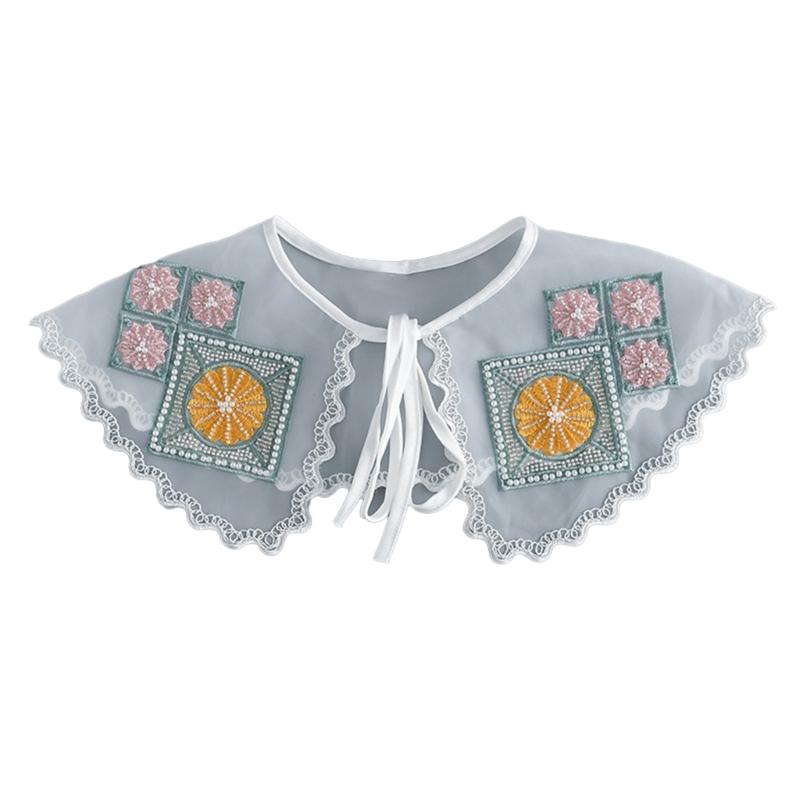 Embroidered False Collar for Women Teens Girls Elegant Detachable Faux Collar Blouse Collar Fashion Clothing Accessories