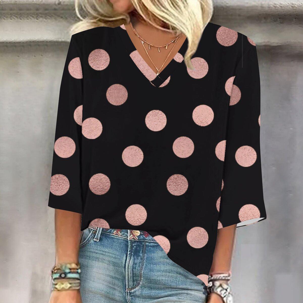 

2023 Весенне-осенний новый модный топ с рукавом 3/4 и принтом