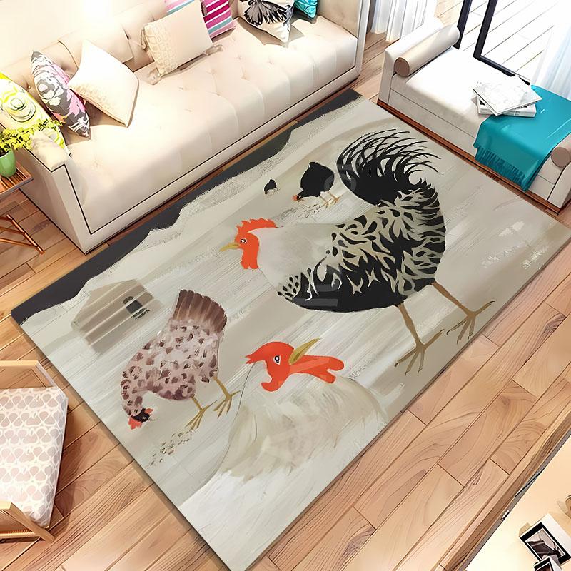 Funny Gallic Rooster 3D HD Printing Carpet for Living Room Cartoon Kid Bedroom Sofa Doormat Mat Floor Tapete Anti-slip Decor Rug