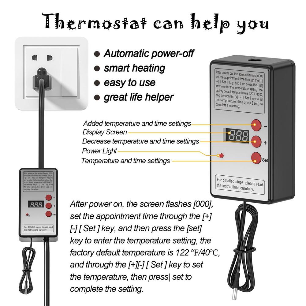 Portable Immersion Heater Element 2500W Hot Water Automatic Power Off  EU Plug