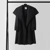 Men's Asymmetrical Long Cashmere Coat with Stand Collar and Belt - Plus Size, Loose Fit Outerwear for Autumn and Winter.
