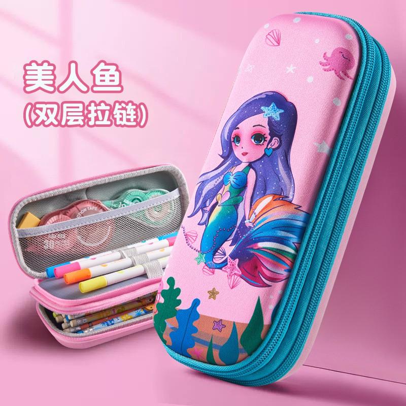 3D Cartoon Pencil Case Kids Students Large Capacity Double Zipper Stationery Bag Unisex School