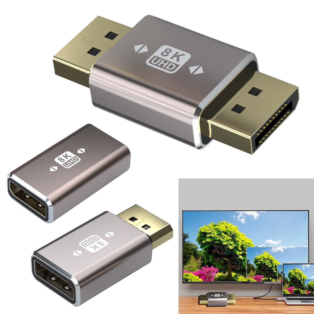 Displayport To Displayport Adapter 8K60Hz Gold-Plated DP To DisplayPort Extension Converter Support Displayport 1.4 for MacBook