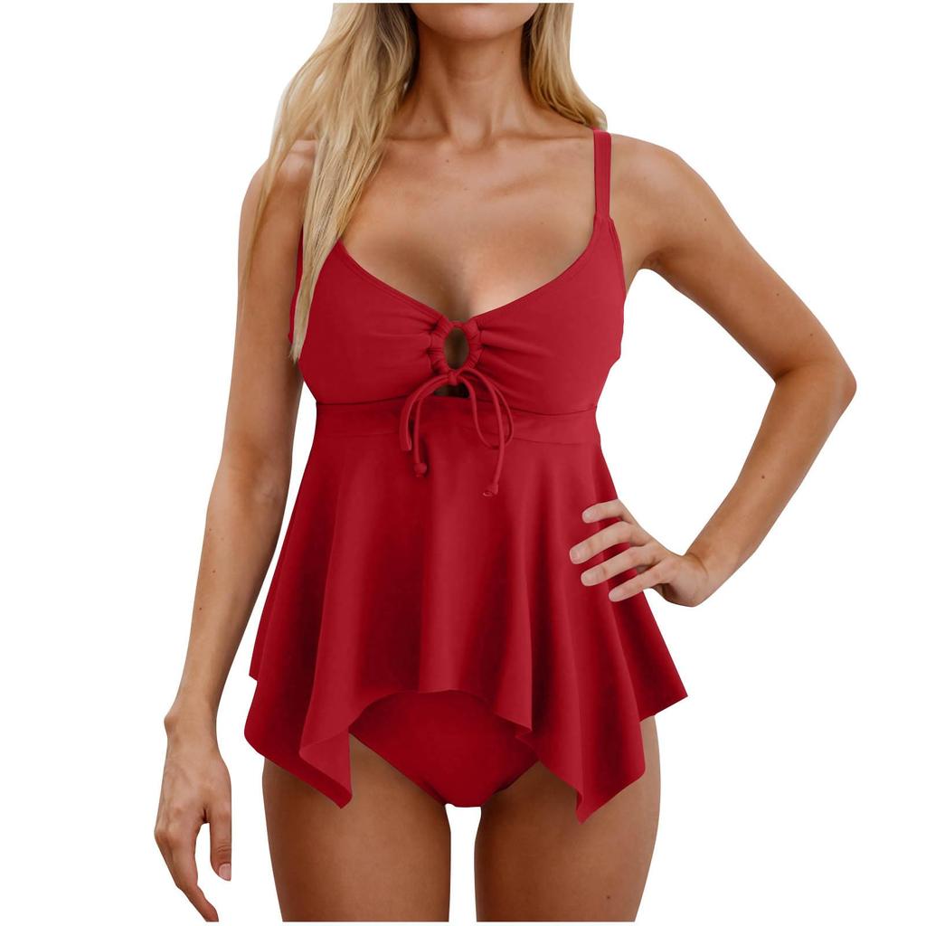 Women's Fashion Separates Bikini -Colour -Neck Dress Swan-Neck Gathered Briefs Swimsuit