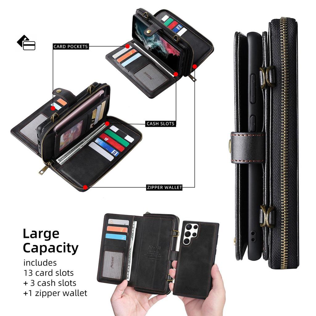 Huawei P40Pro Crossbody Wallet Leather Case with Card Slots, Suitable for A53 and S22U. European and American Style.