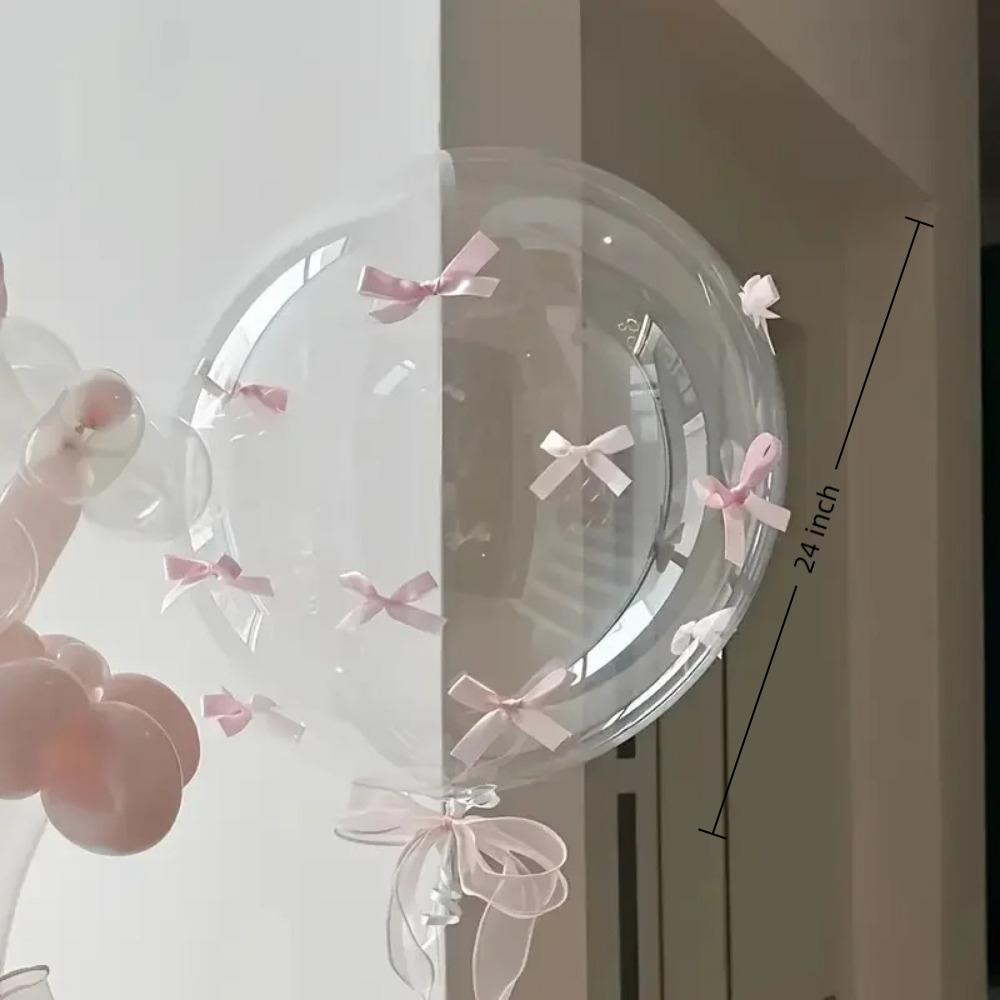 24 Zoll Rosa Schleife Ballon Transparent Party Dekoration Aluminiumfolienballon Verlobung Geburtstag