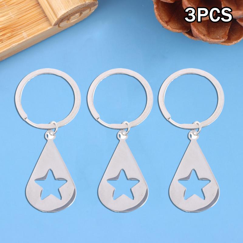 Waterdrop Shape Keychain Alloy Hollow Star Design Minimalist Unisex Gift Car Accessory Home Keys Decor Durable Metal