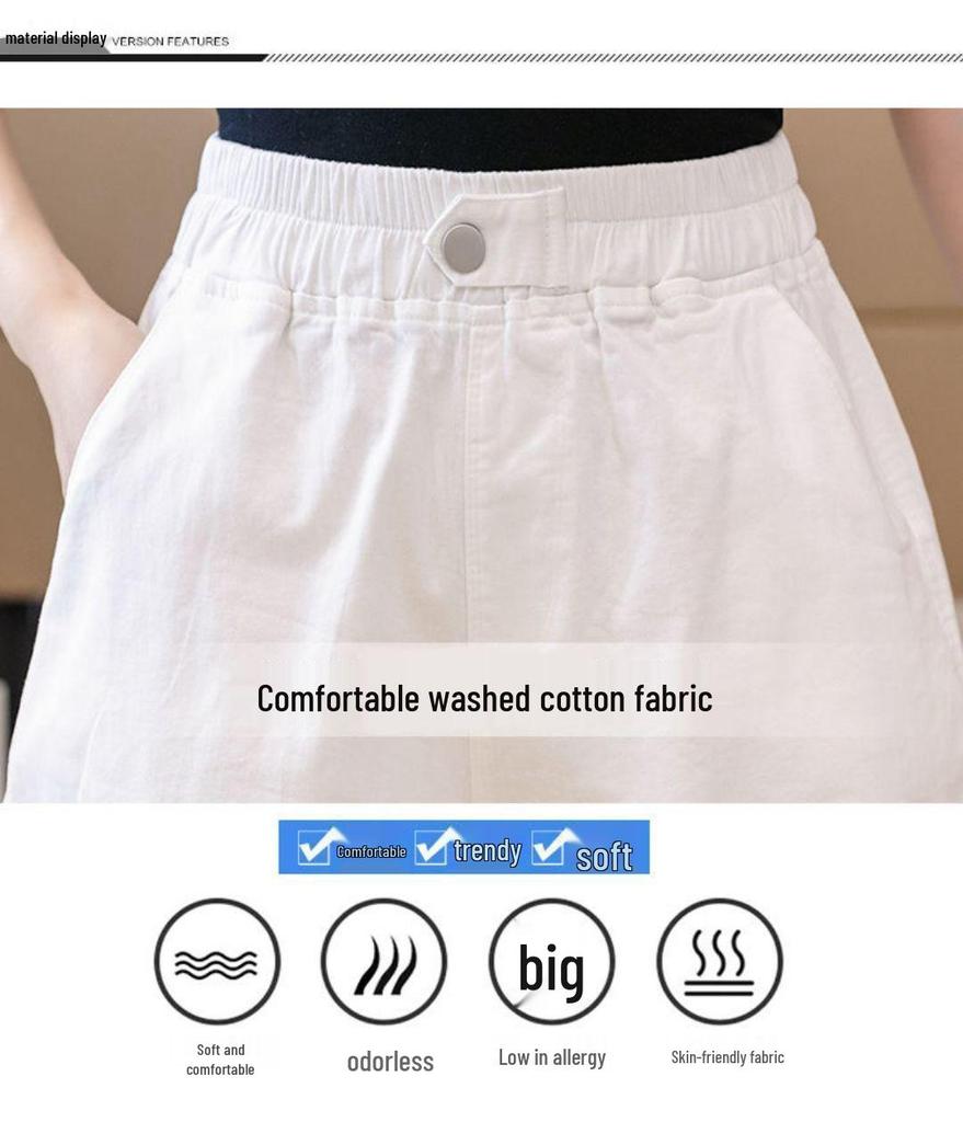 2026 Women's Korean Style High Waist Loose Cotton Shorts - Summer Slimming Five-Point Wide Leg Design