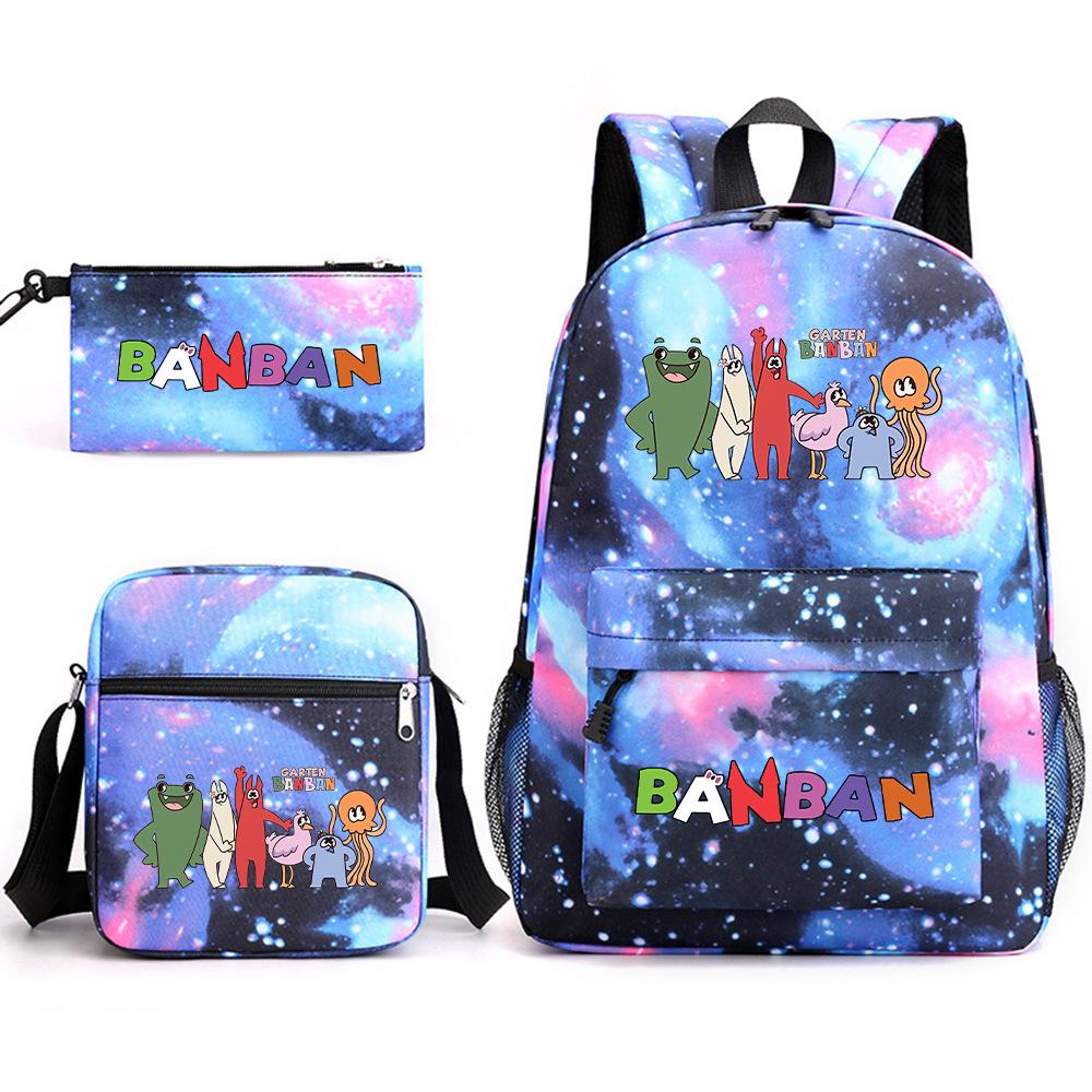 Three-piece Foreign Trade Schoolbag Casual Canvas Backpack Male and Female Students Backpack Printing