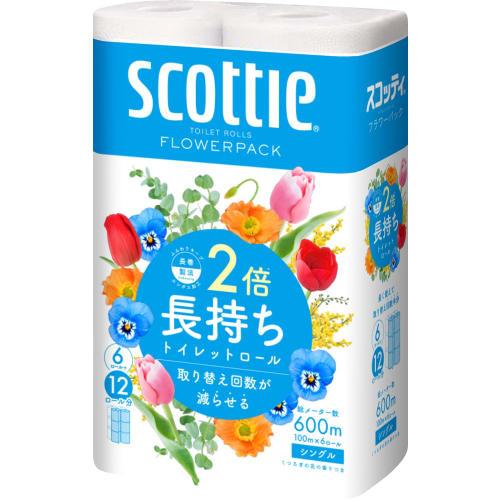 Scotty Flower Pack, Double Roll (6 Rolls for 12 Rolls), Toilet Paper, 100m Single