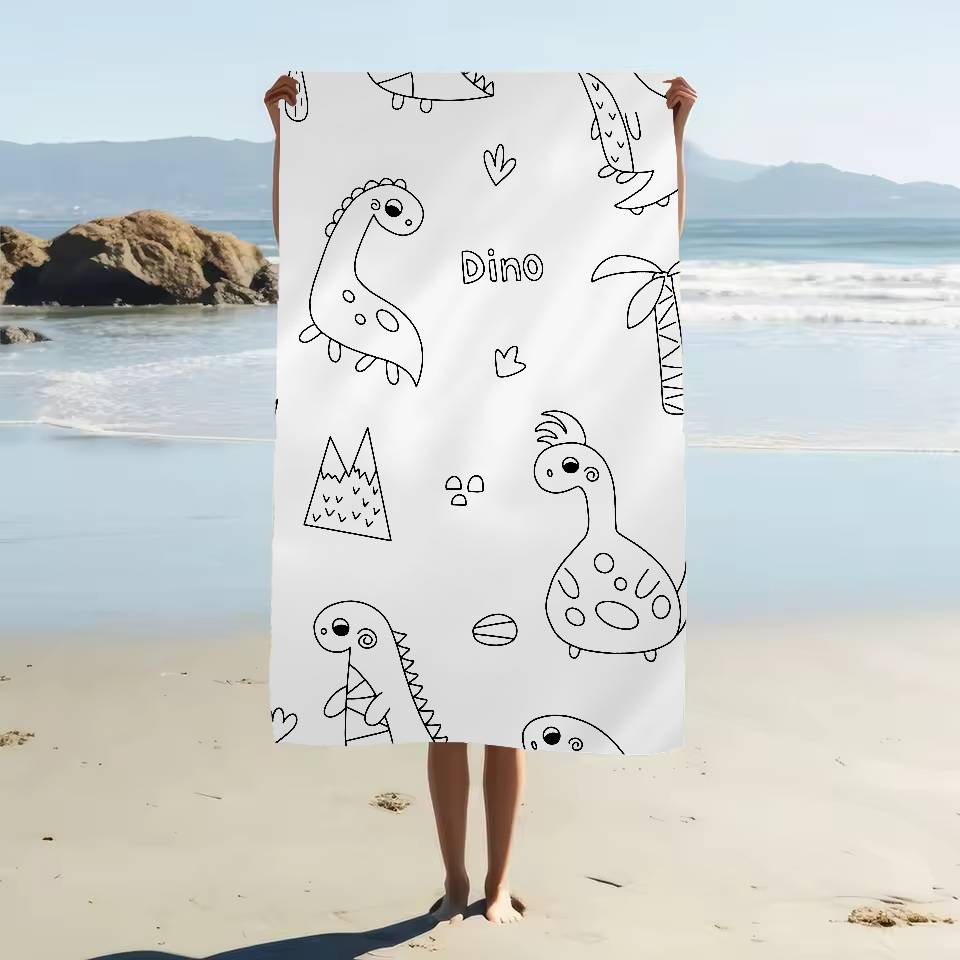 Cartoon Animal Dinosaur Print Cartoon Beach Towel Cute Kawaii Room Decor Bath Girls Children Hand Towels For Bathroom Shower