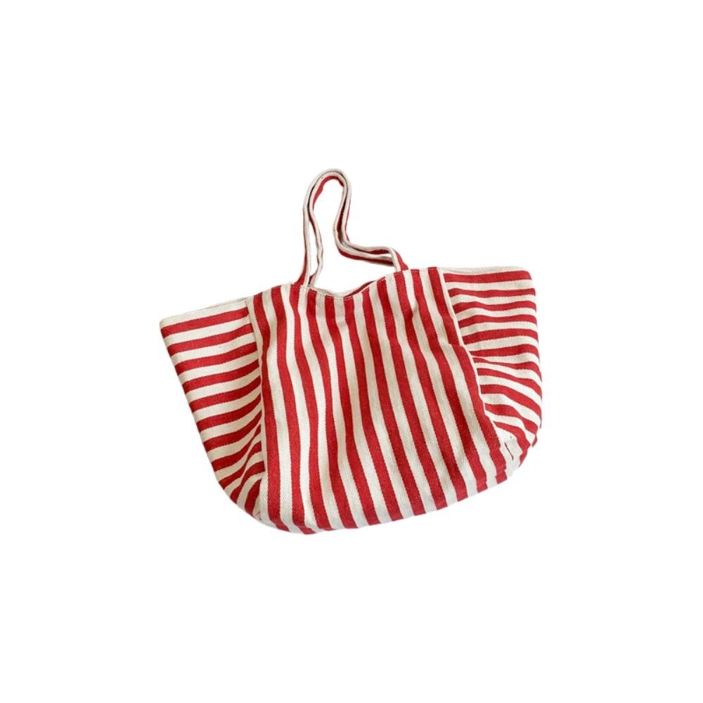 Shopping Bag Cloth Shoulder Bag Shoulder Pouch Tote Bag Simple Fashion Stripe Underarm Bag  Girls