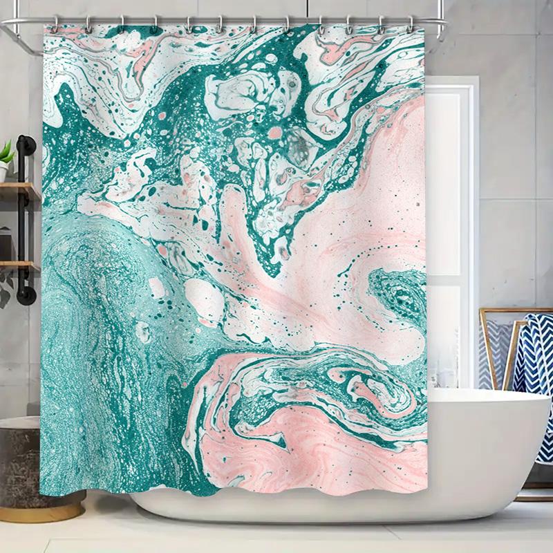 

Marble Shower Curtain Pink Green White Bath Decor Set Modern Design For Bathroom 72 X 84 Inch Waterproof Fabric W60H190(CM)-1 Pcs