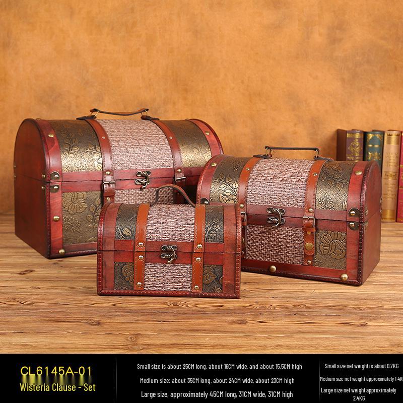 Vintage Lockable Wooden Storage Box -