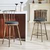 Modern Metal Bar Stool in Windsor Style with Upholstered Seat for Kitchen Islands, Bars, Restaurants; Bar Height; Vintage and Minimalist Style