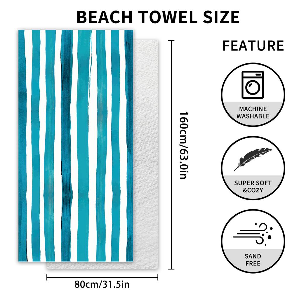 New Stripe Series Double-sided Velvet Beach Towel Microfiber Towel Printed Bath Towel