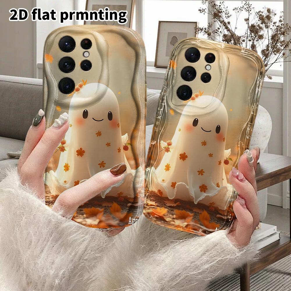 Phone Case: 2D Flat Samsung Galaxy A34 A35 M05 M06 S20 S22 S21 FE Plus 5G Protective Case, Couple Style, Falling Leaf Ghost, Christmas and Halloween G
