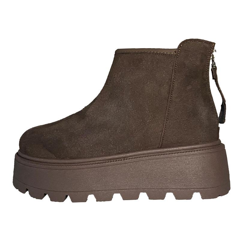Beliebte kleine Kurzstiefel mit dicker Sohle für Damen, winterliche erhöhende Stiefel, neue vielseitige thermische Baumwollschuhe, verdickte Schneestiefel