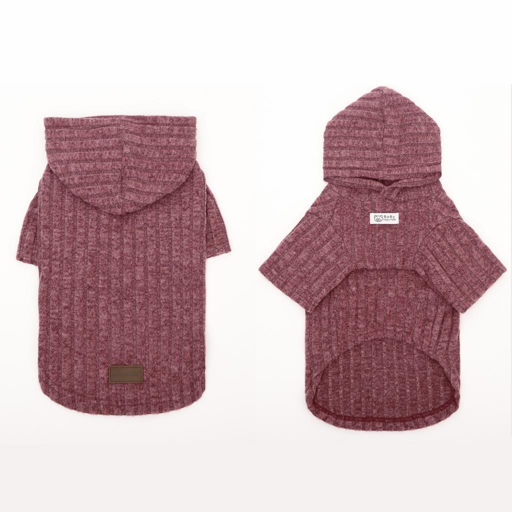 Burgundy Pet Hoodie, Winter Warm Dog Hoodies, Dog/Cat Hooded Sweatshirt, Soft Warm Pet Clothes for Small Medium Dogs Cats