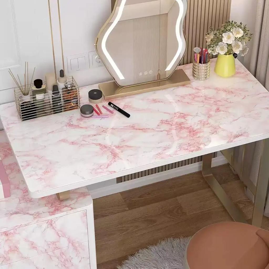 New Pink Marble Wall Cover Self-Adhesive Detachable Water-Repellent Wall Ornament Kitchen Cabinets Desktop Drawers Renovation Film
