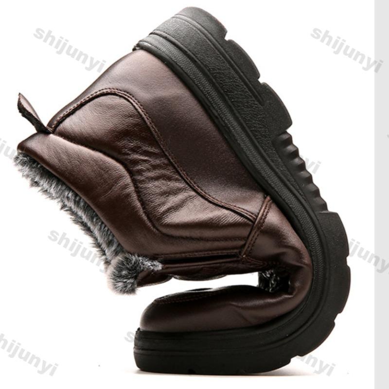 Winter men's ankle boots plush warm anti slip waterproof cotton shoes comfortable lightweight   outdoor indoor men shoes zapatos