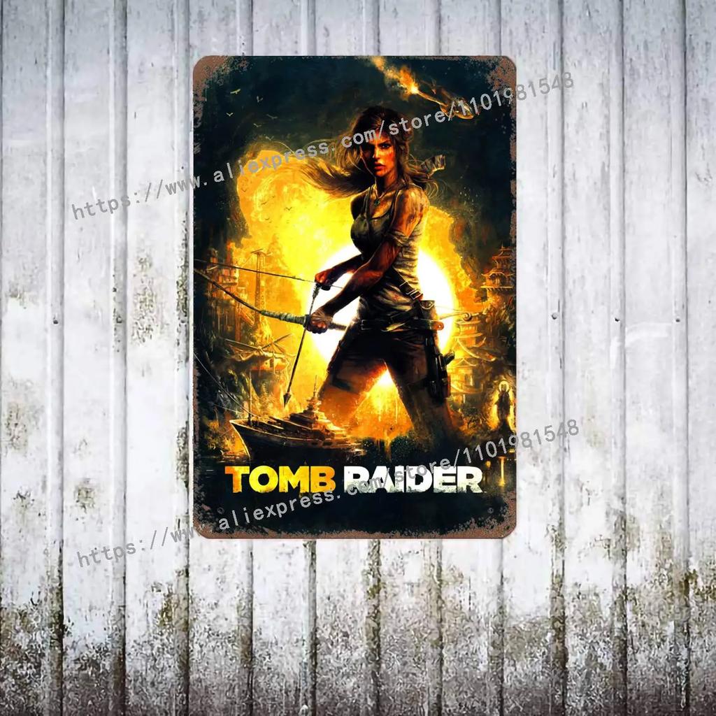Shadow of the Tomb Raider Die Schmiede Poster Vintage Blechschild Dekorative Plakette für Pub Bar Man Cave Club Wanddekoration