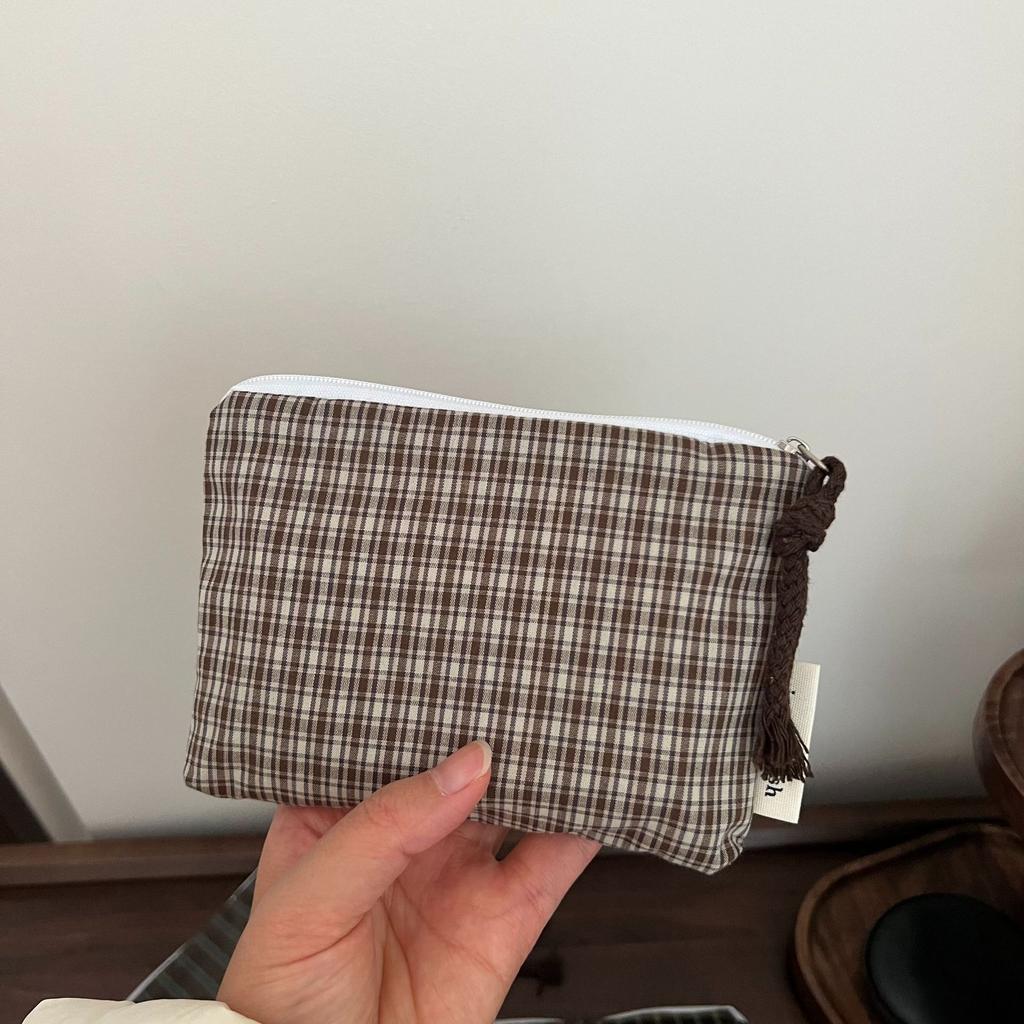 Retro Plaid Women Mini Makeup Bag Coin Purse Zipper Small Pouch Portable Female Lipstick Cosmetic Organizer Storage Bag