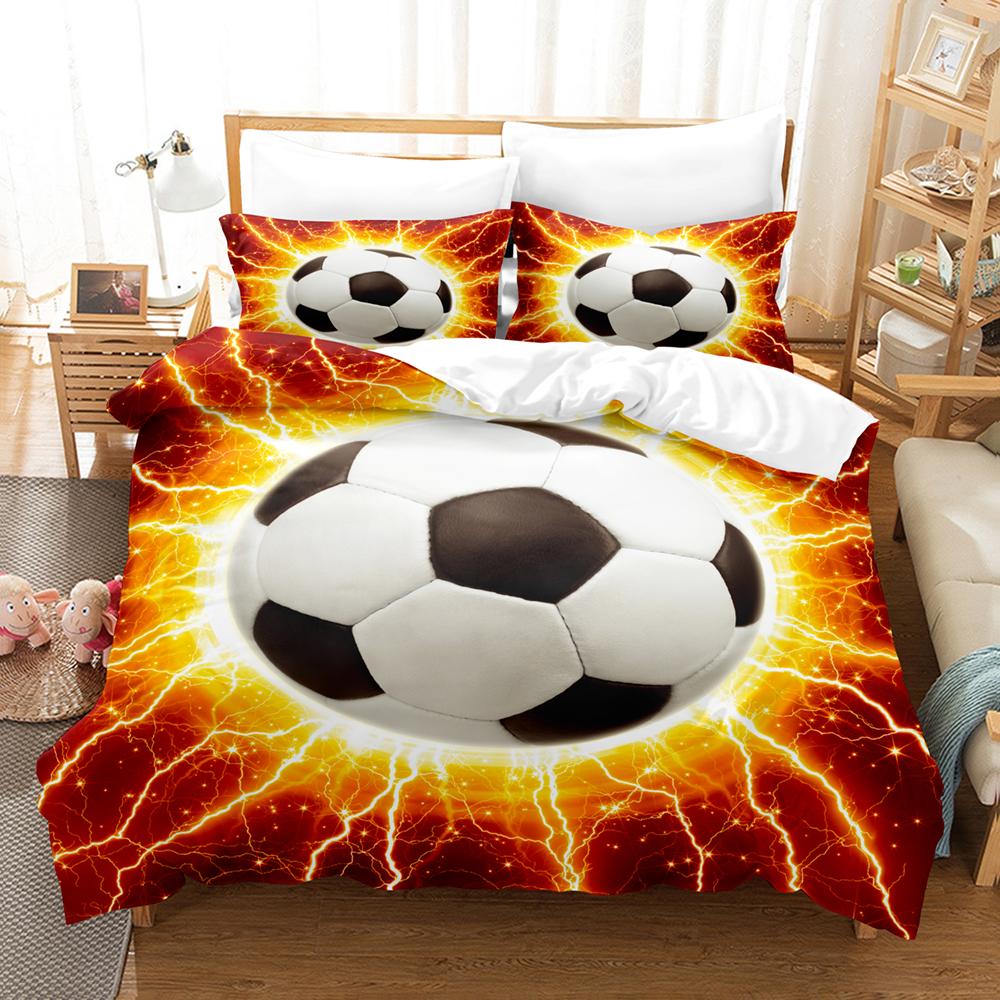 Dekbedovertrek 210x210 Print Football Teenagers Duvetcover&2pcs Pillowcase Single Double Size Super Comfortable Bedding Set