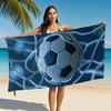Soccer Ball Design Lightweight Microfiber Towel Fast Drying Ultra-Soft Highly Absorbent Stylish Beach Towel with Soccer