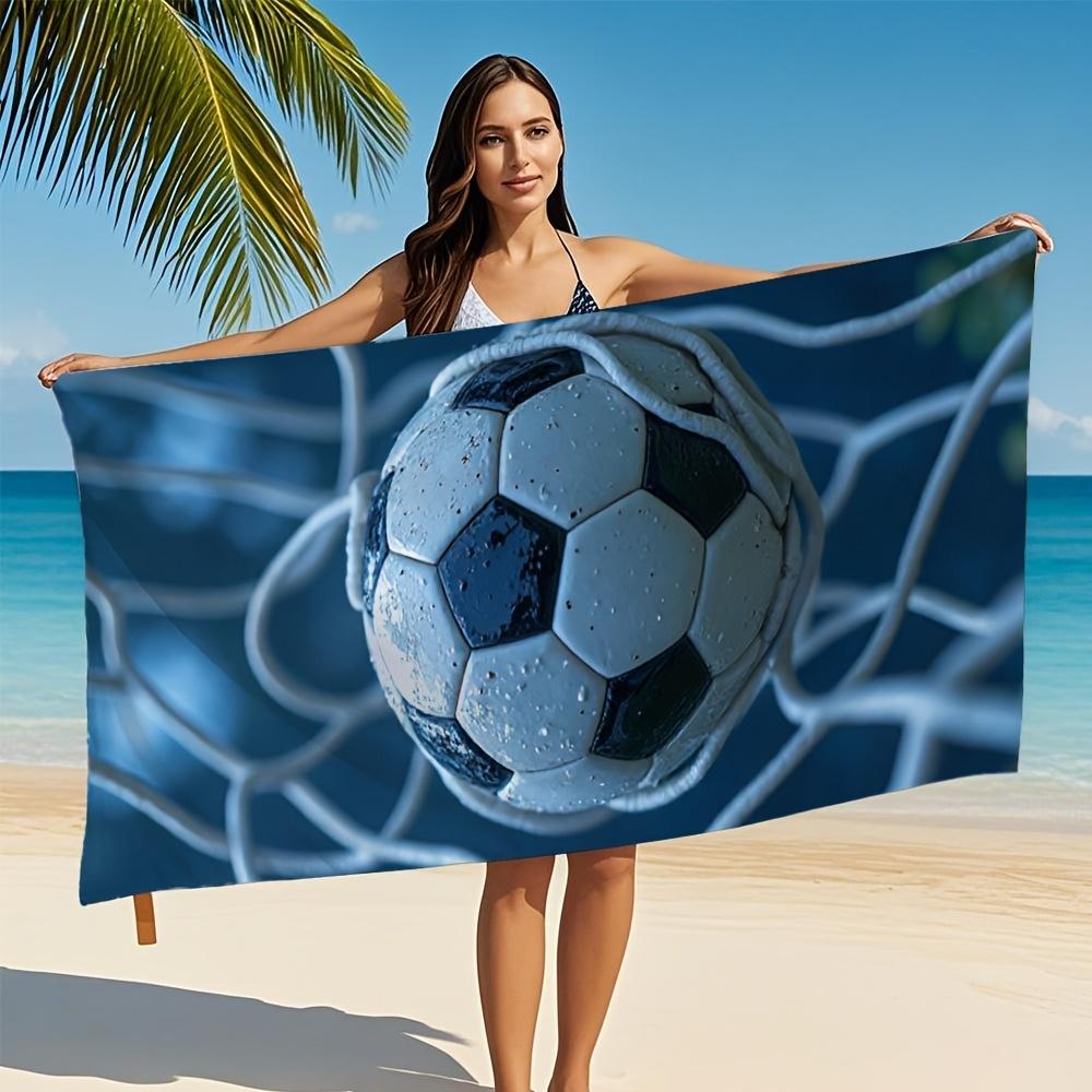 Soccer Ball Design Lightweight Microfiber Towel Fast Drying Ultra-Soft Highly Absorbent Stylish Beach Towel with Soccer