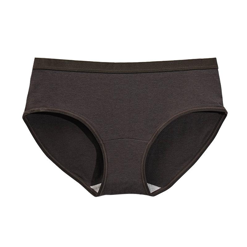 Plus Size Women's Summer Thin Pure Color Antibacterial Cotton Crotch Non Mark Middle Waist Triangle Briefs