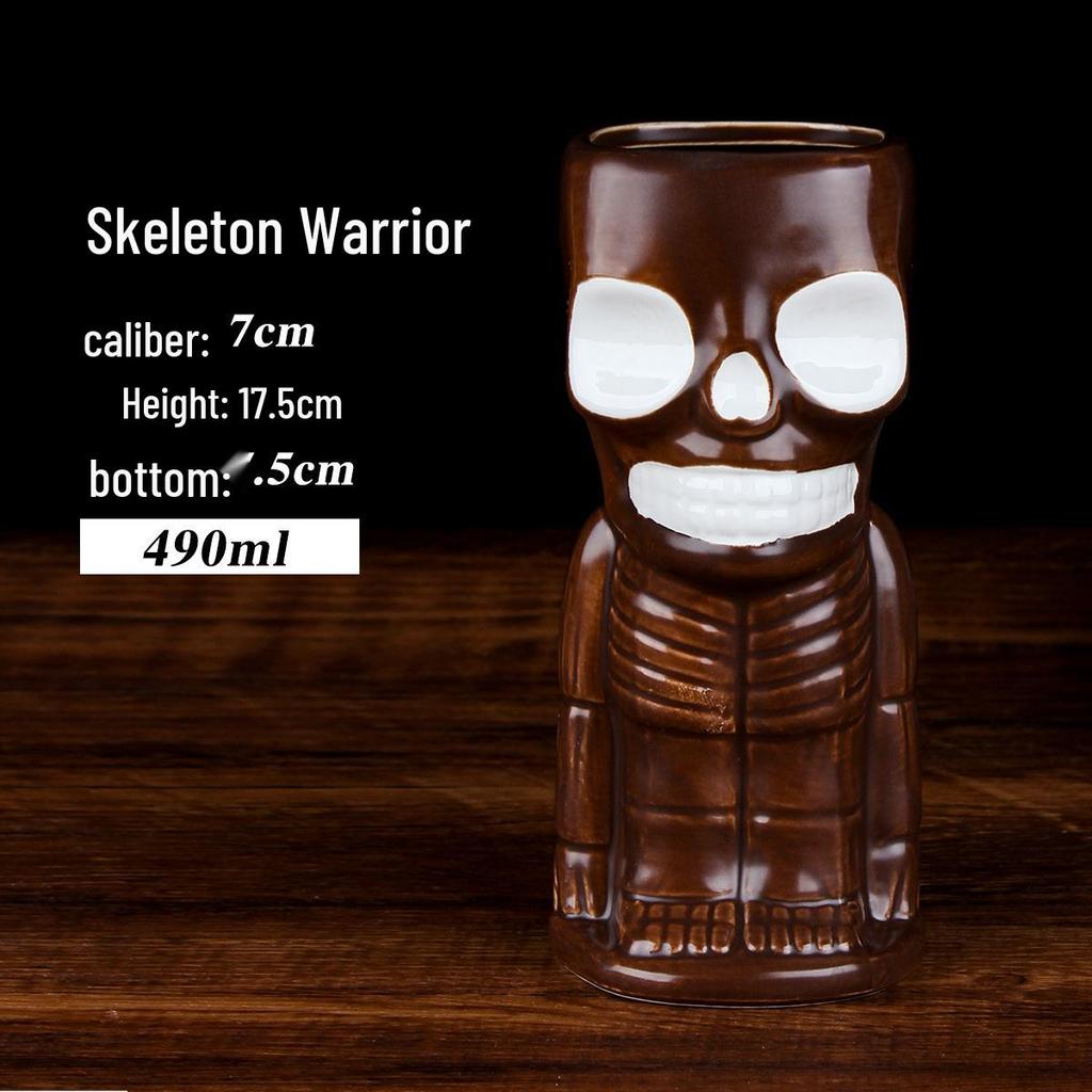 Hawaiian Tiki Zombie Skull Ceramic Cocktail Glass