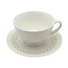 WHITE CERAMIC CUP 260ml WITH OPENWORK SAUCER FOR COFFEE AND TEA