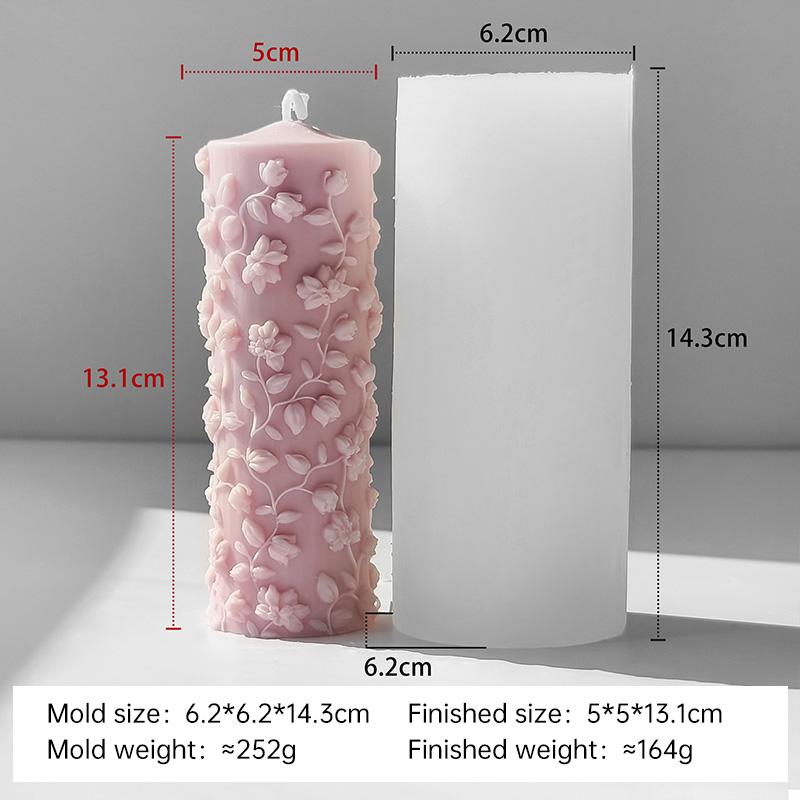 DIY Embossed Vines Cylinder Silicone Mold Handmade Aroma Candle Plaster Floral Design Ornaments Mold Soap Candle Making Supplies