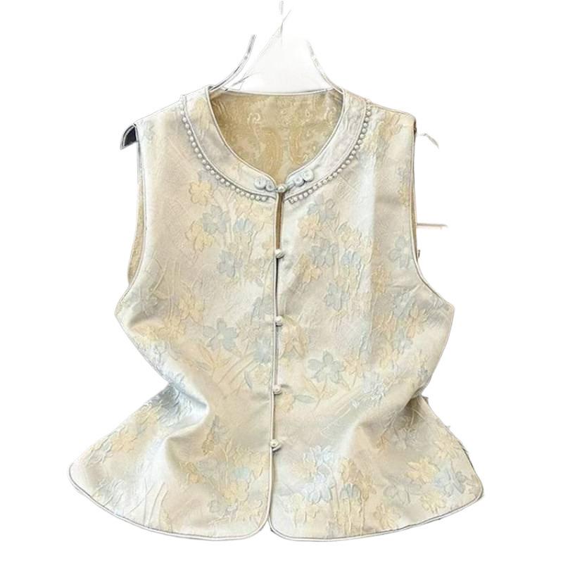 Double-Sided Layered Chinese Style Jacquard Vest for Middle-Aged & Elderly - Spring Qipao Vest