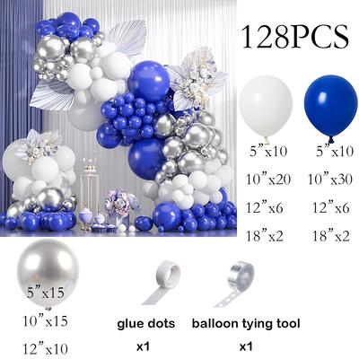 Royal Blue Balloons Garland White Silver Balloon Arch Kit Graduation Wedding Anniversary Home Birthday Party Decoration Globos