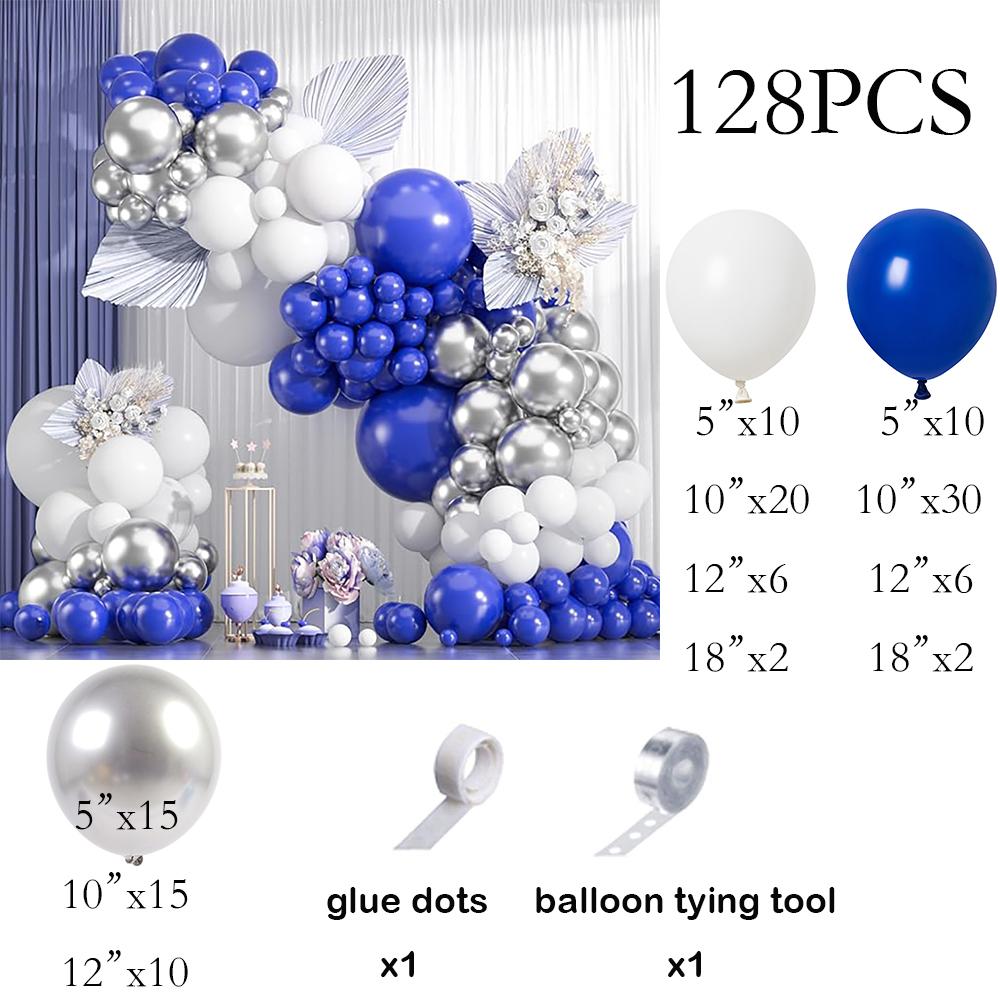 

Royal Blue Balloons Garland White Silver Balloon Arch Kit Graduation Wedding Anniversary Home Birthday Party Decoration Globos As Picture