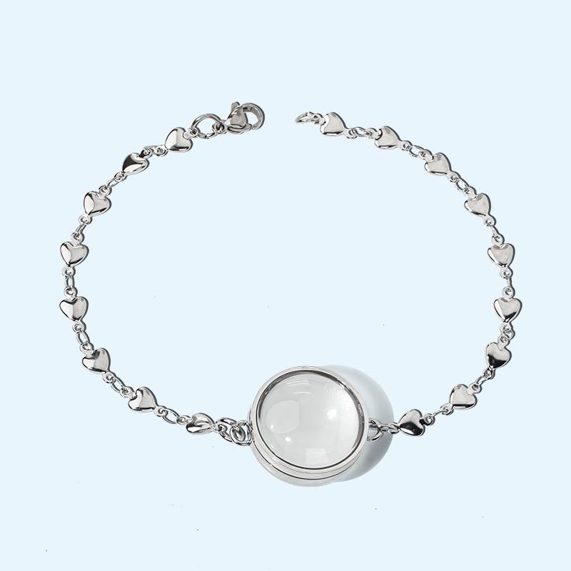 Edelstahl Doppel gekrümmtes Medaillon Armband Kette Glas Speicher Anhänger Schwimmendes Medaillon Armreif Füllbar DIY Schmuckherstellung