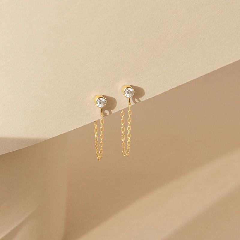 eManco Tassel Colorfast Rhinestone Earrings - European & American Light Luxury, Personalized & Versatile Studs