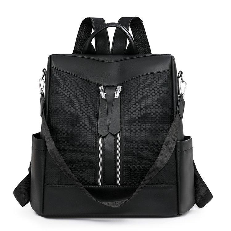 New double zipper commuter backpack women s fashion stitching niche backpack outing anti-theft tote shoulder bag One size