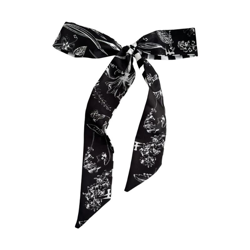 Cashew Flower Silk Scarf Long Strip New Multi-functional Double-layer Strap Neck Small Scarf Streamer Belt Braided Hair Belt
