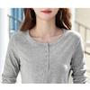 [JHIJSC] t-shirt ladies long sleeve spring cotton tight Plain color Fashionable cute big size (JP, alphabet, L, gray)
