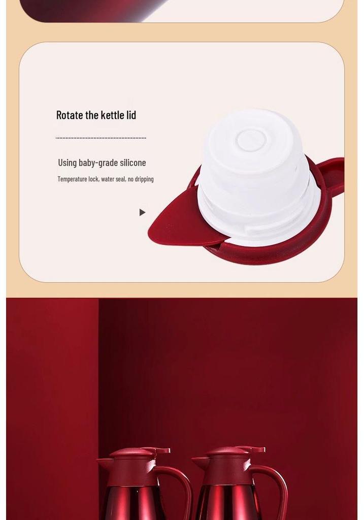 304 Stainless Steel Red Thermos Kettle - Small Insulated Festive Water Flask