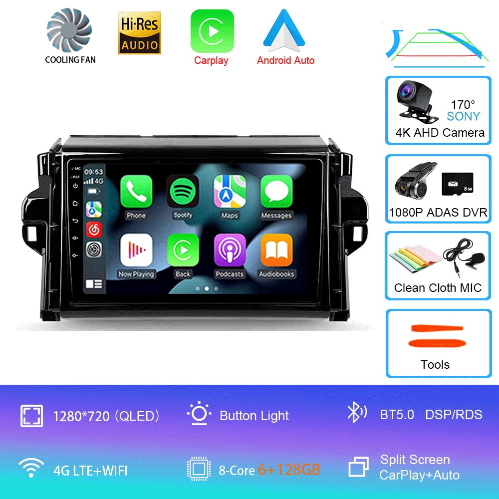 Car Radio Android 14 For Toyota Fortuner 2 2015 2016 2017 2018 2019 2020 Stereo Multimedia Navigation GPS Carplay 2 Din Headunit