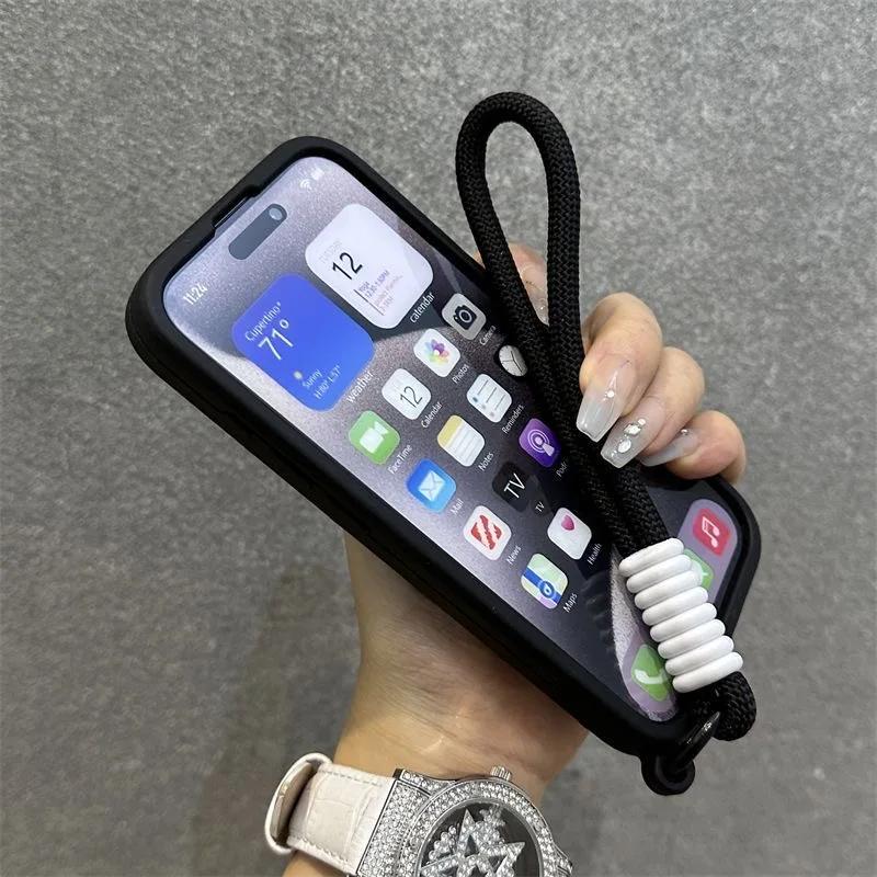 Fashion Cute Candy Liquid Silicone Suction Cup Wrist Strap Case For iPhone 17 15 14 11 12 13 16 Pro Max Plus Solid Color Cover