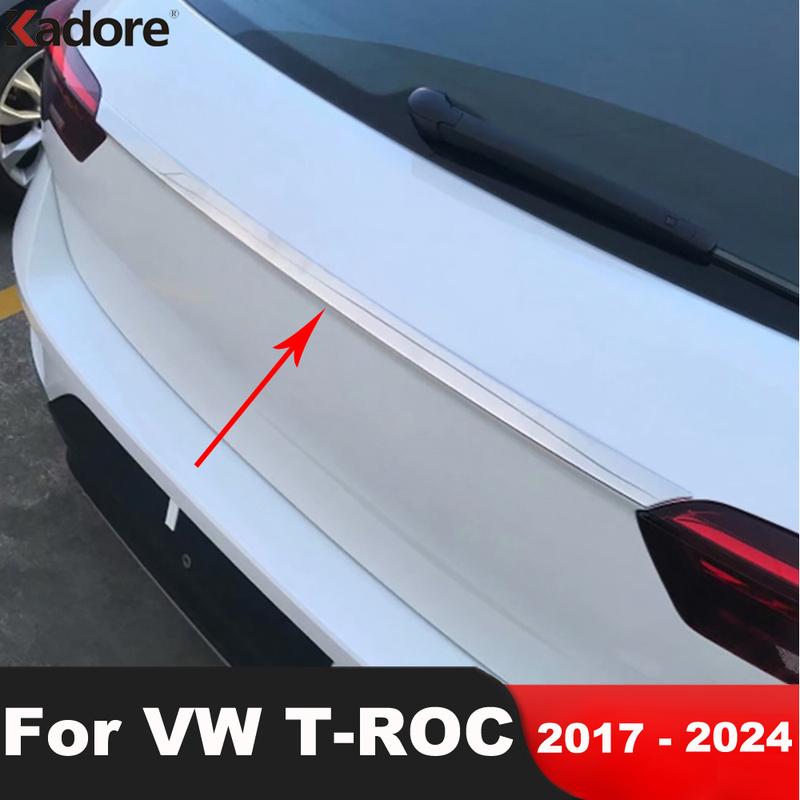 

Rear Tail Door Trunk Lid Cover Trim For Volkswagen VW T-Roc TROC 2017- 2024 Steel Car Tailgate Molding Strip Accessories