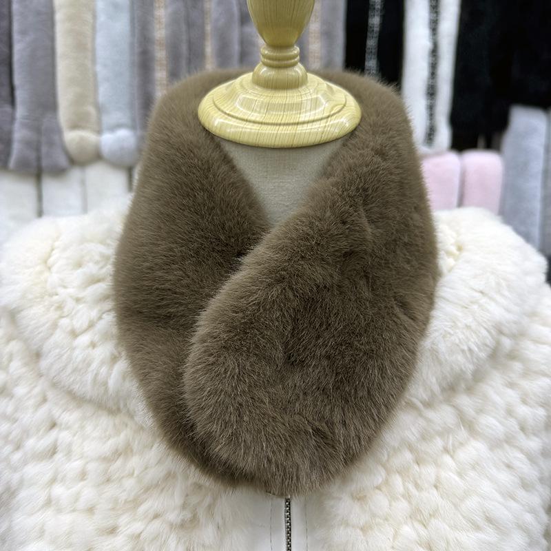 Korean Style Plush Velvet-Grade Imitation Mink Fur Snood with Magnetic Buckle