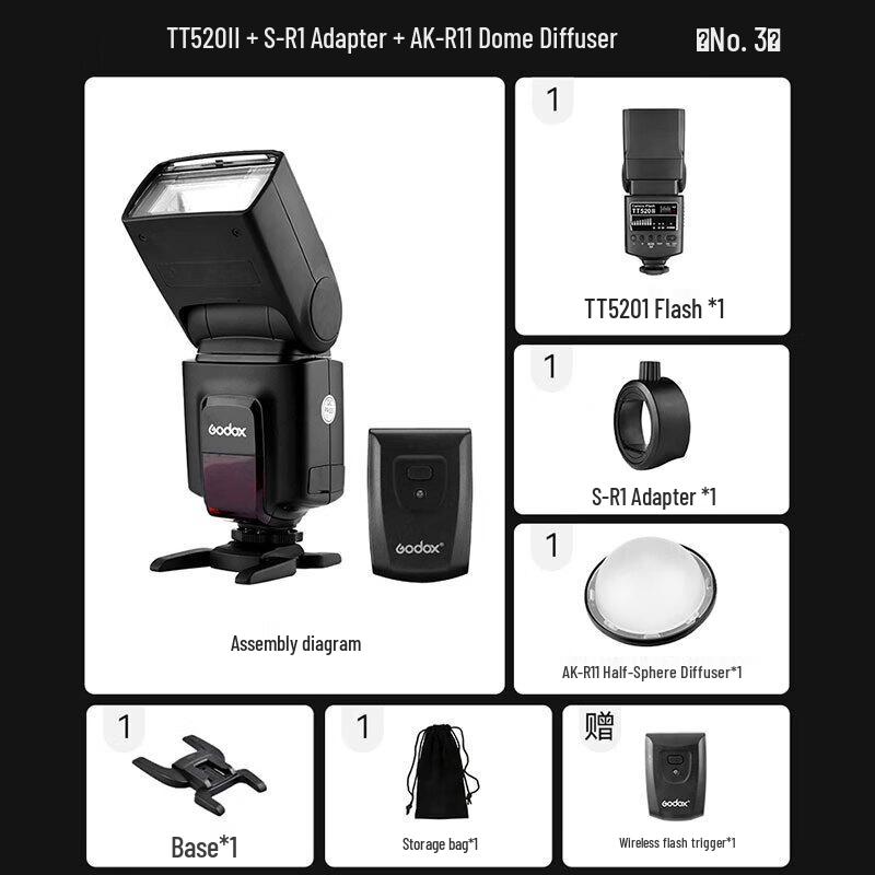 Godox TT520II Speedlight Kit with S-R1 & AK-R11