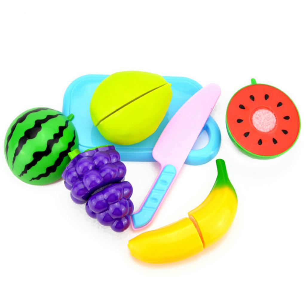 Kids Fruit Cutting Toys Plastic Kitchen Pretend Simulation Fruit Chopping Toy Set for Toddlers