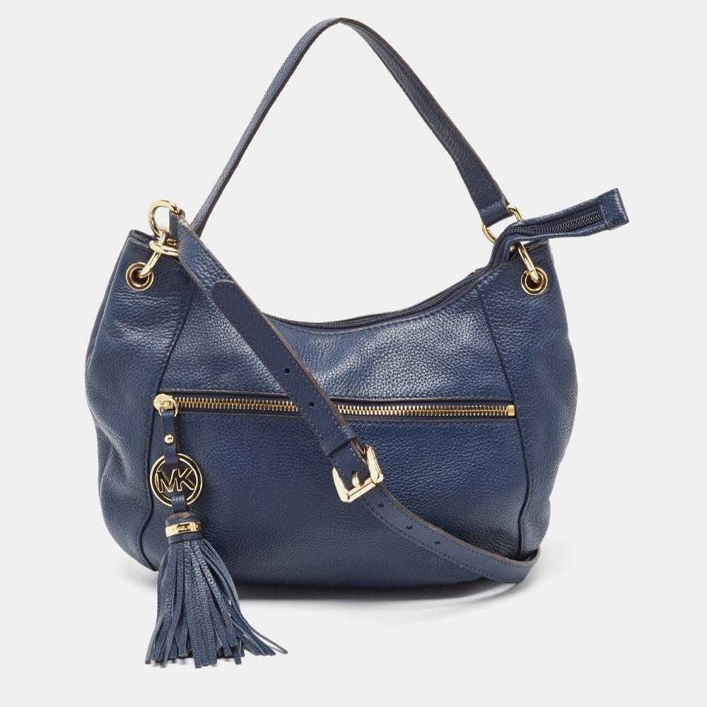 

Michael Kors Leather Tassel Crossbody Bag blue